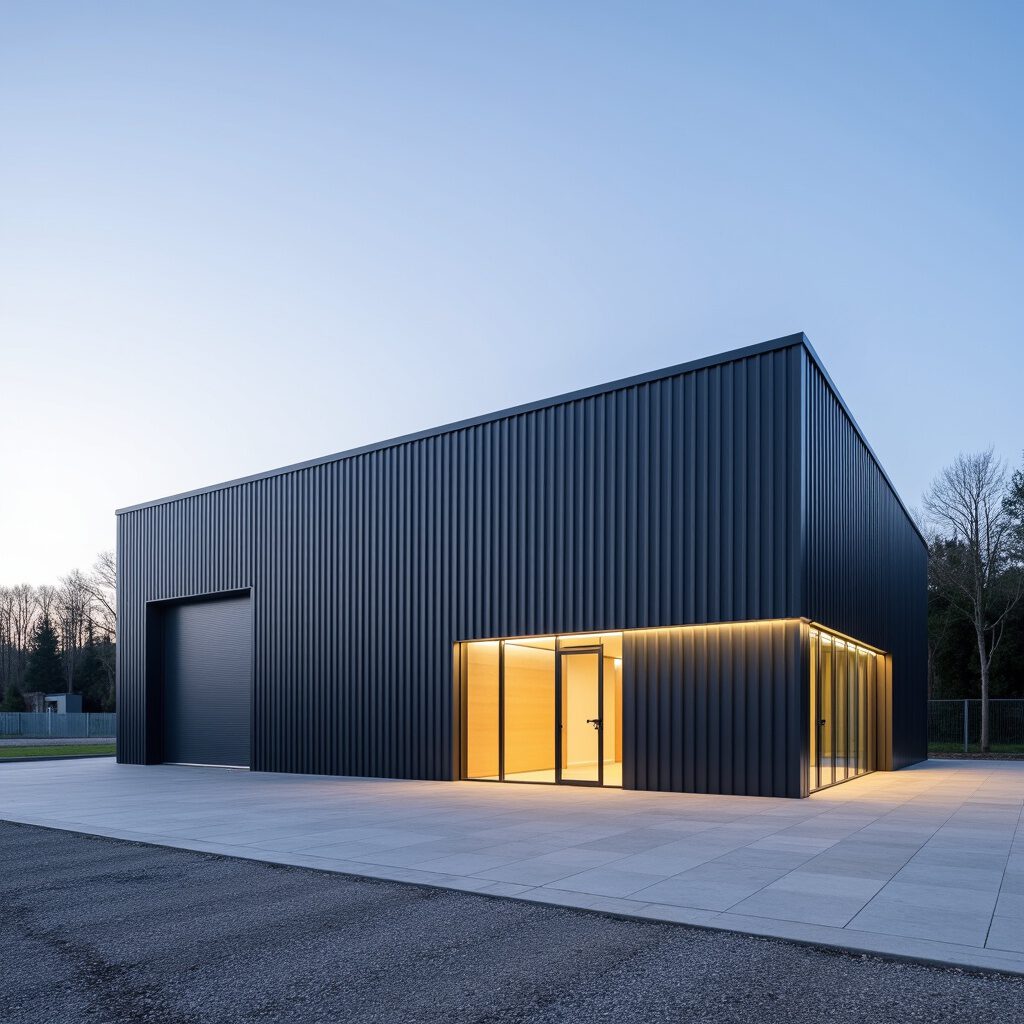bedrijfshal met kantoor showroom