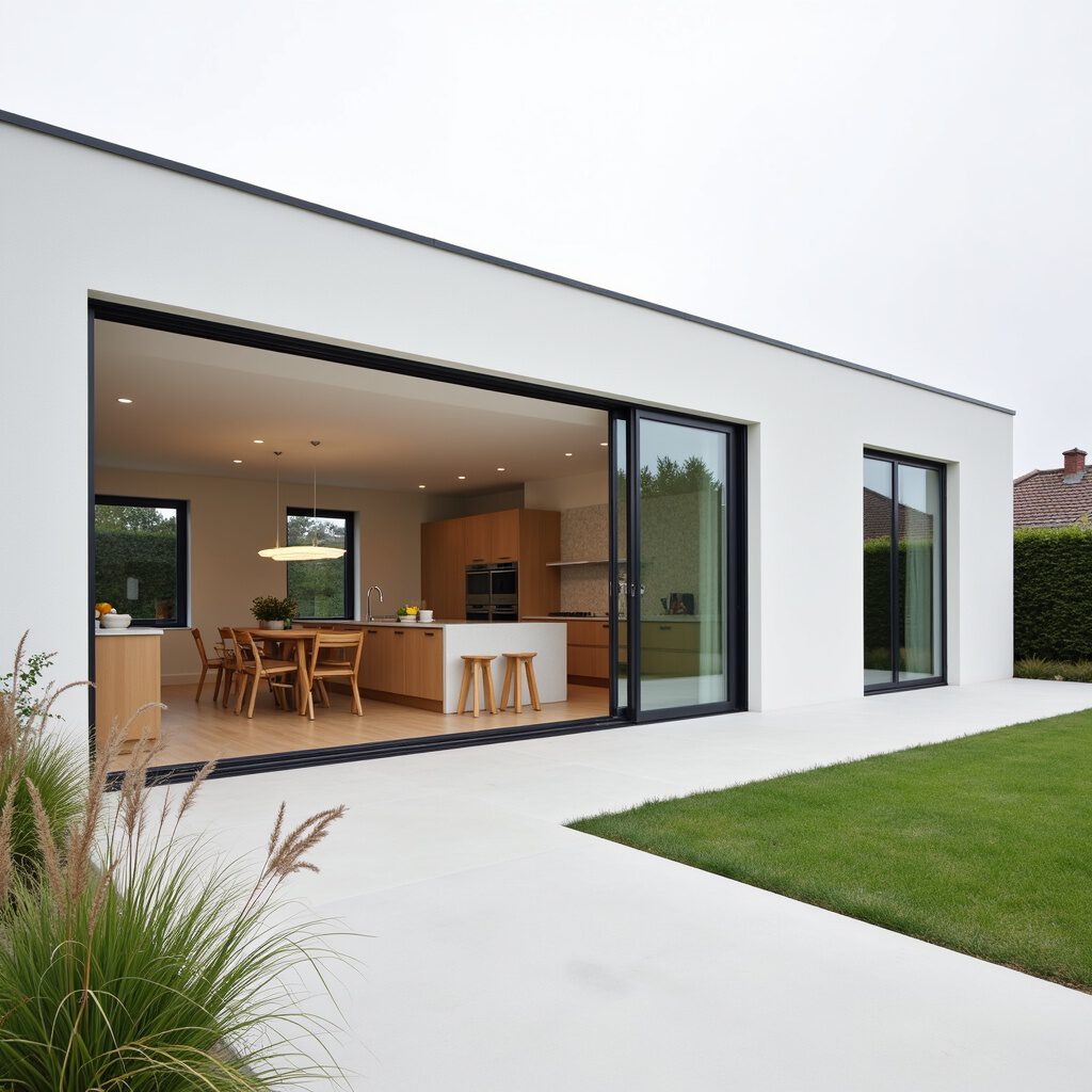 pool house met keuken en schuifdeuren